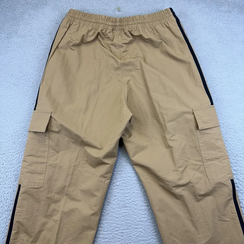 Adidas 3S Cargo Pants‎ Mens Medium Beige Originals Nylon Track Stripe Pockets